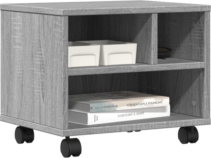 VidaXL Printerkastje met wielen 41x32x34 5 cm grijs sonoma eikenkleur - Foto 2