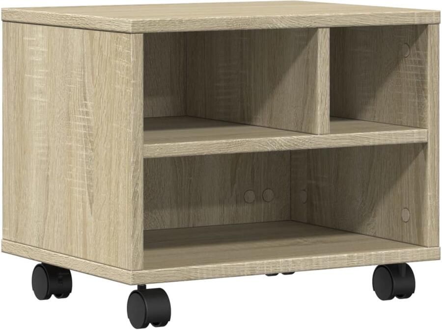 VidaXL Printerkastje met wielen 41x32x34 5 cm sonoma eikenkleurig Printerkastje Printerkastjes Bureau Organizer Bureau Organiser