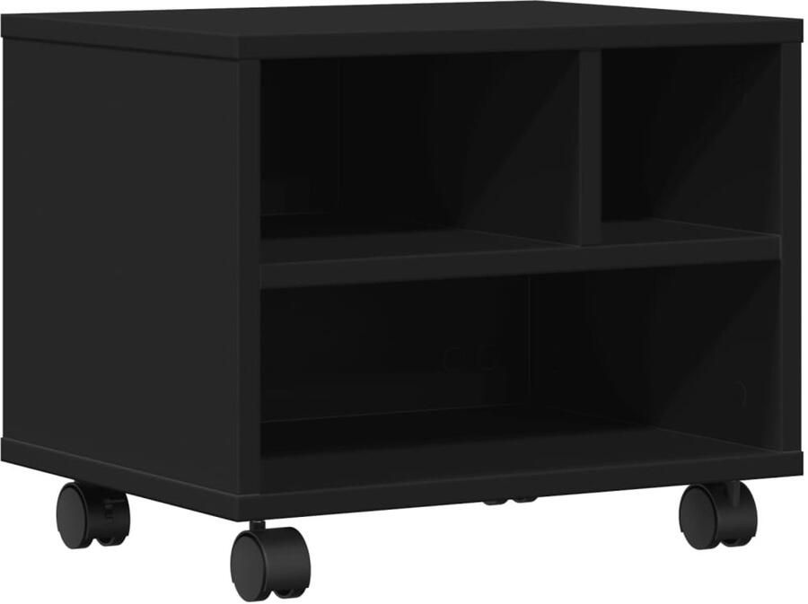VidaXL Printerkastje met wielen 41x32x34 5 cm zwart Printerkastje Printerkastjes Bureau Organizer Bureau Organiser