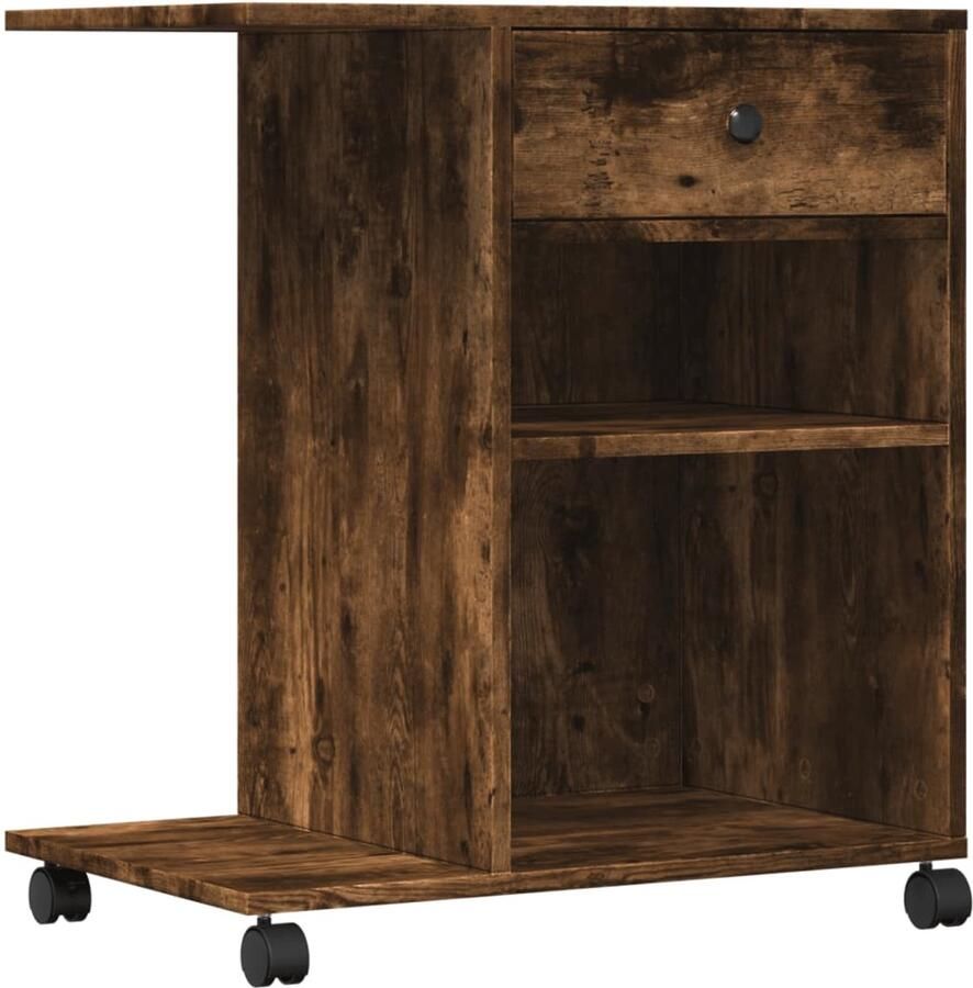 VidaXL Printerkastje met wielen 60x40x68 5 cm gerookt eikenkleurig Printerkastje Printerkastjes Bureau Organizer Bureau Organiser