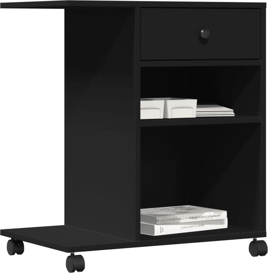VidaXL Printerkastje met wielen 60x40x68 5 cm zwart