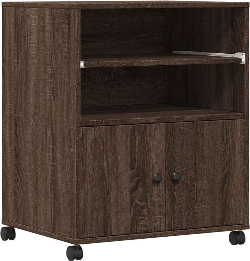 VidaXL Printerkastje met wielen 60x48x74 cm bruin eikenkleurig Printerkastje Printerkastjes Bureau Organizer Bureau Organiser