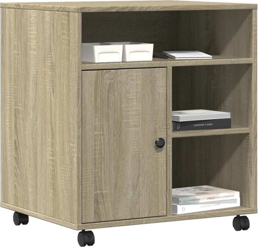 VidaXL Printerkastje met wielen 60x50x67 cm sonoma eikenkleurig - Foto 2