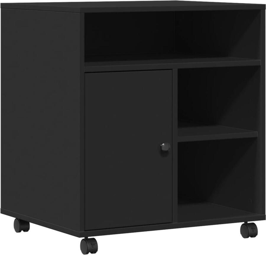 VidaXL Printerkastje met wielen 60x50x67 cm zwart
