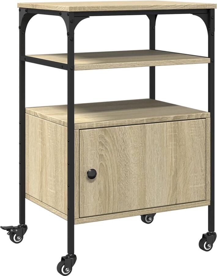 VidaXL Printerkastje Printerkastjes Bureau Organizer Bureau Organiser Printerkastje 3-laags 50x40x76 cm bewerkt hout sonoma eiken