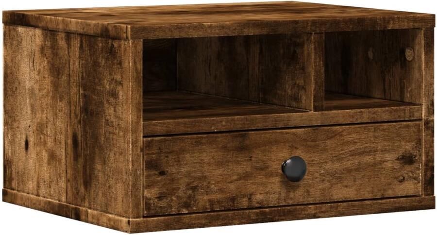 VidaXL Printerkastje 40x32x22 5 cm bewerkt hout gerookt eikenkleurig Printerkastje Printerkastjes Bureau Organizer Bureau Organiser