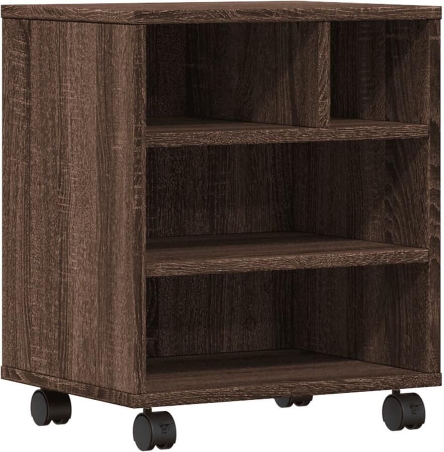 VidaXL Printerkastje Printerkastjes Bureau Organizer Bureau Organiser Printerkastje met wielen 41x32x48 cm bruin eikenkleurig