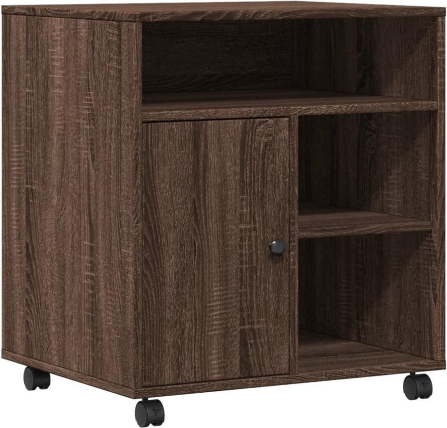VidaXL Printerkastje Printerkastjes Bureau Organizer Bureau Organiser Printerkastje met wielen 60x50x67 cm bruin eikenkleurig