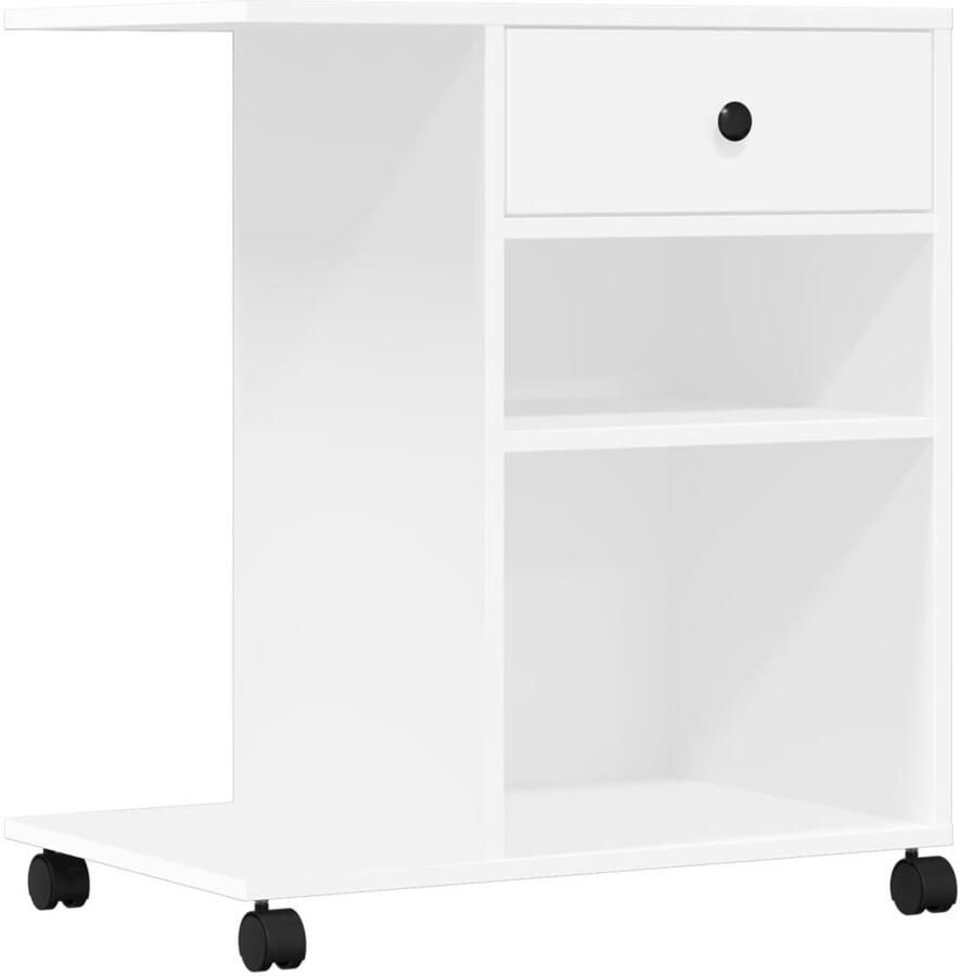 VidaXL Printerkastje met wielen 60x40x68 5 cm wit Printerkastje Printerkastjes Bureau Organizer Bureau Organiser