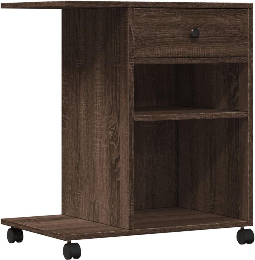 VidaXL Printerkastje Printerkastjes Bureau Organizer Bureau Organiser Printerkastje met wielen 60x40x68 5 cm bruin eikenkleurig