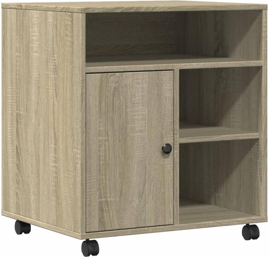 VidaXL Printerkastje met wielen 60x50x67 cm sonoma eikenkleurig Printerkastje Printerkastjes Bureau Organizer Bureau Organiser