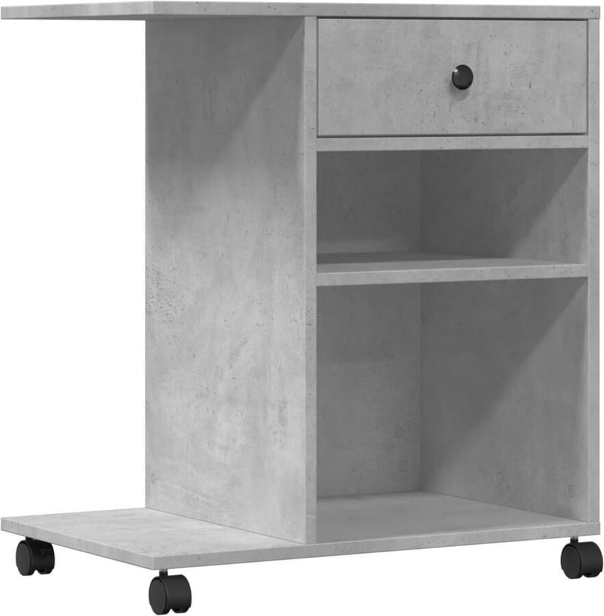 VidaXL Printerkastje met wielen 60x40x68 5 cm betongrijs Printerkastje Printerkastjes Bureau Organizer Bureau Organiser