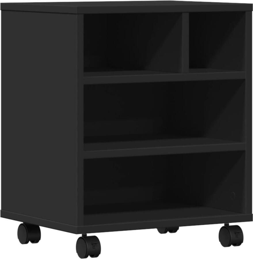 The Living Store Printerkastje met wielen 41x32x48 cm zwart Printerkastje Printerkastjes Bureau Organizer Bureau Organiser