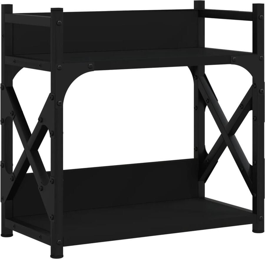 VidaXL Printerstandaard 2-laags 40x20x40 cm bewerkt hout zwart