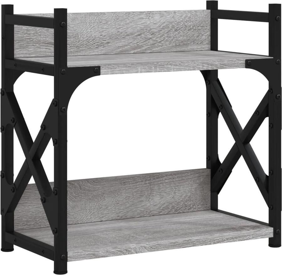 VidaXL Printerstandaard 2-laags 40x20x40 cm bewerkt hout grijs sonoma