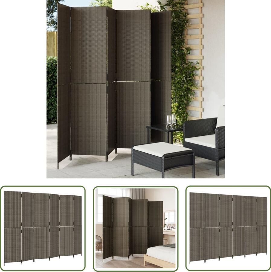 The Living Store Rattan Kamerscherm 294 x 200 cm Weerbestendig Poly Rattan Grijs Multifunctioneel Kamerscherm Privacy Scherm Scheidingswand Interieurdecoratie Woonaccessoires