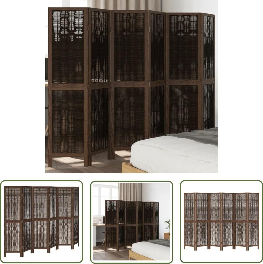 The Living Store Kamerscherm Wilgentakken 210-215 x 160 cm Donkerbruin Burned Wood Kamerscherm Privacy Scherm Scheiding Wand Interieurdecoratie Houten Kamersscherm