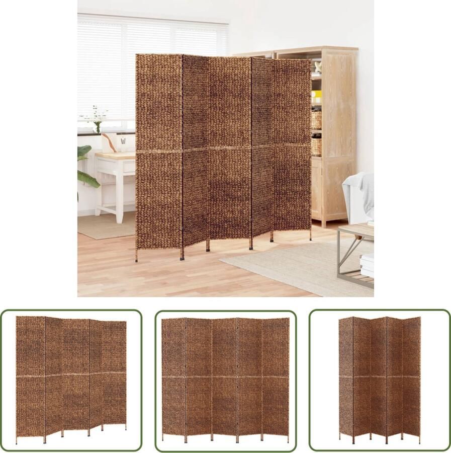 The Living Store Kamerscherm Waterhyacint Landelijke Stijl 205 x 180 cm Bruin Kamerscherm Privacy Screen Watershyacinth Landelijk Vintage