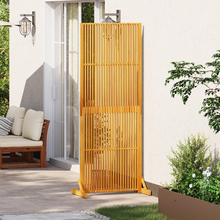 VidaXL Privacy Scherm Bruin Massief acaciahout met geoliede afwerking staal