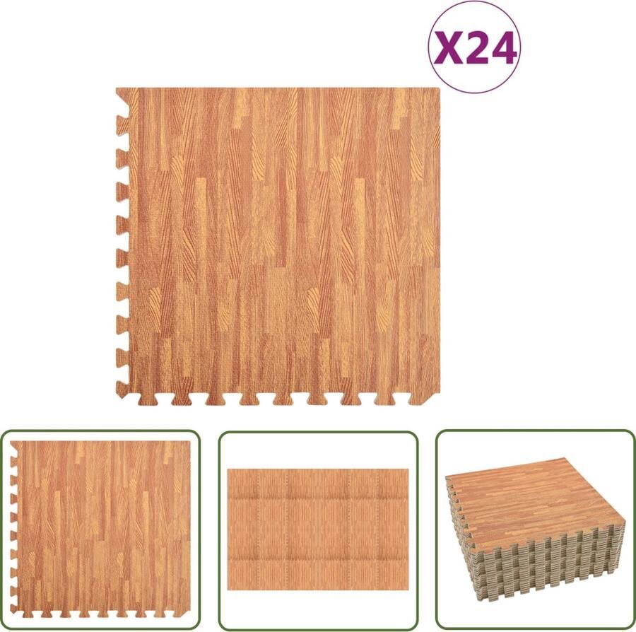 The Living Store Puzzelsportmat Hoge Dichtheid EVA-schuim 60 x 60 x 1 cm Set van 24 Sportmat Puzzelsportmat Yoga Mat Oefenmat Trainingsmat