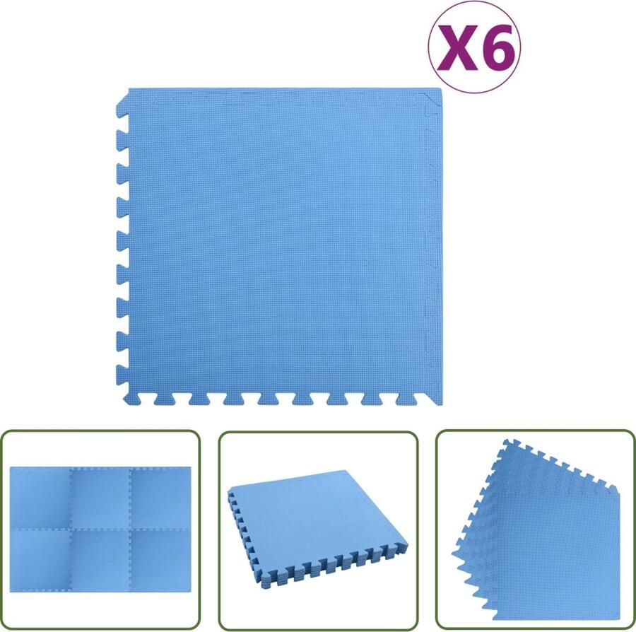 The Living Store Puzzelsportmat Blauw EVA-schuim 60 x 60 x 1 cm 2.16 ã¡ Sportmat Puzzelsportmat Vloerverwarming Oefenmat Yoga Mat