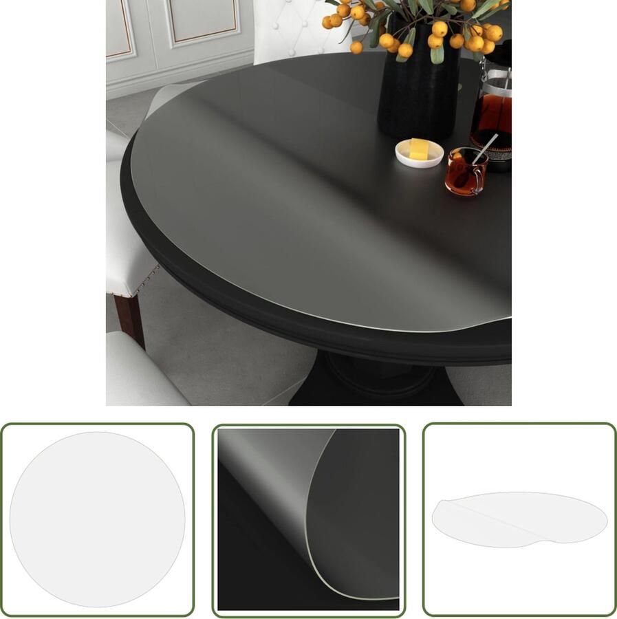 The Living Store Tafelbeschermer Ronde Transparant PVC 120 cm diam 2 mm dikte Tafelbeschermer Pvc Tafelbeschermer Ronde Tafelbeschermer Transparante Tafelbeschermer Tafelbescherming - Foto 3