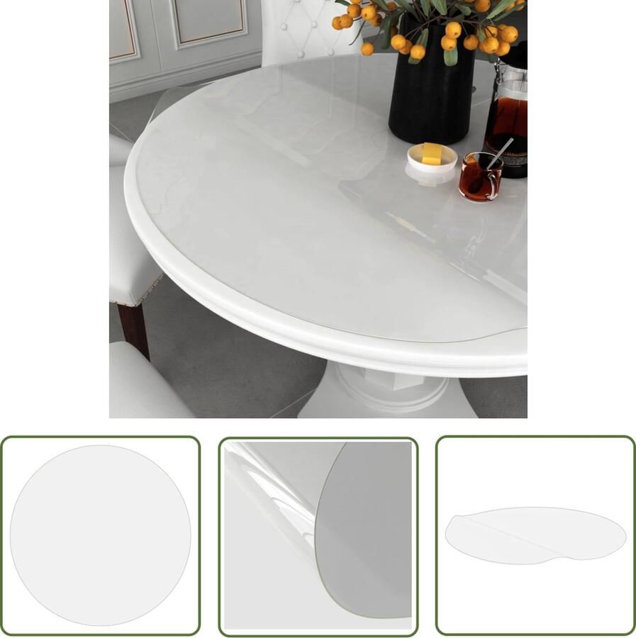 The Living Store Tafelbeschermer Ronde Transparant PVC 120 cm diam 2 mm dikte Tafelbeschermer Pvc Tafelbeschermer Ronde Tafelbeschermer Transparante Tafelbeschermer Tafelbescherming - Foto 4