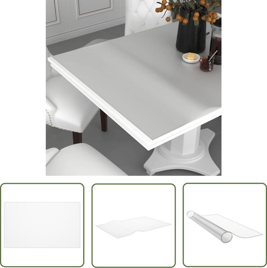 The Living Store Tafelbeschermer Rechthoekig 100 x 60 cm 2 mm dik Waterdicht Tafelbeschermer Pvc Tafelmat Tafelhoes Tafeldekking Keuken Accessoires - Foto 2