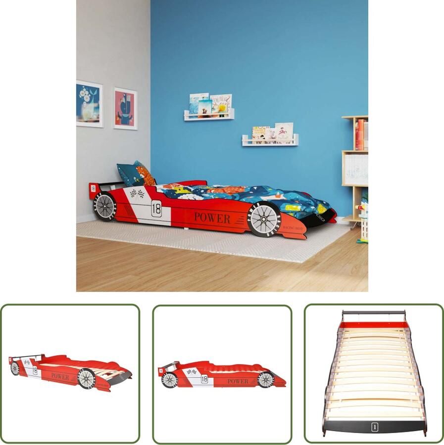 The Living Store Raceauto Kinderbed Rood 225 x 94 x 38 cm Vanaf 4 jaar Kinderbed Raceauto Bed Kids Bed Rood Kinderbed Meisjes Bed