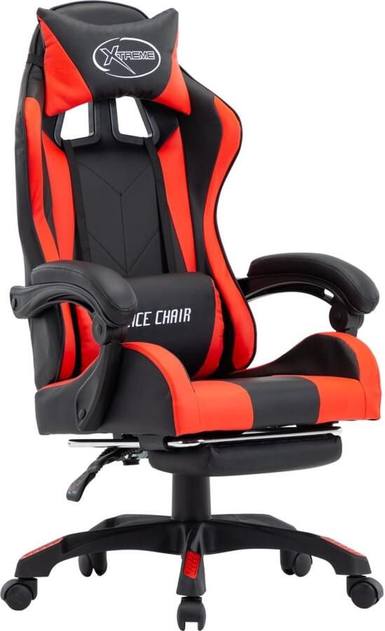 The Living Store Racestoel Luxe Rood Zwart 64x65x(111.5-119) cm PVC Polyester Katoen Gamingstoel Racecarstoelen Kantoorstoel Gamingbureau Computerstoel - Foto 3
