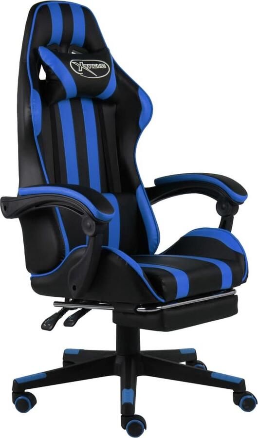 VidaXL Racestoel Kunstleer Zwart en Blauw Gamingstoel Racecarstoel Kantoorstoel Ergonomische Stoel Gaming Accessoires Computeraccessoires Bureaustuif - Foto 2