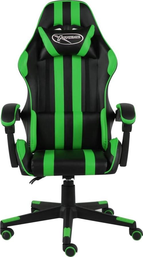 VidaXL Racestoel Kunstleer Zwart en Groen Gamingstoel Racecarstoelen Bureaustoel Gaming Accessoires Kantoorstoel Ergonomische Stoel Sportstoel