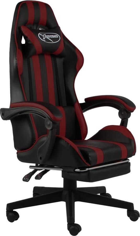 VidaXL Racestoel Kunstleer Zwart & Wijnrood Gamingstoel Racecarstoelen Gamerstoel Bureaustoel Kantoorstoel Computerstoel Sportstoel Lederlook Rood Zwarte Stoel - Foto 2