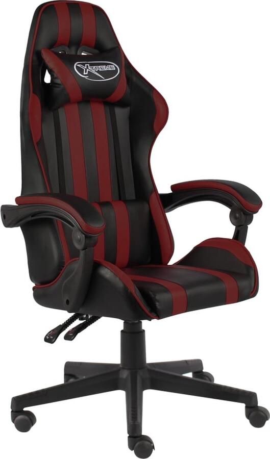 VidaXL Racestoel Kunstleer Zwart & Wijnrood Gamingstoel Racecarstoelen Gaming Accessoires Kantoorstoel Computerstoel Ergonomic Chair Sportstoel - Foto 2