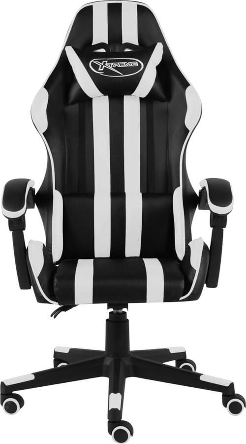 VidaXL Racestoel Kunstleer Zwart & Wit Racestoel Gamingstoel Kantoorstoel Kunstleder Zwarte Stoel Witte Stoel Ergonomische Stoel Bureaustoel Adjustable Height Chair