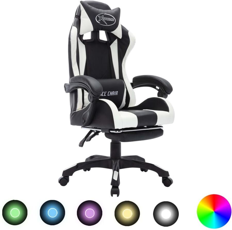 VidaXL Racestoel Verstelbaar Kunstleer RGB LED Gamestoel Gamingstoel Bureaustoel Luxe Stoel Ergonomische Stoel