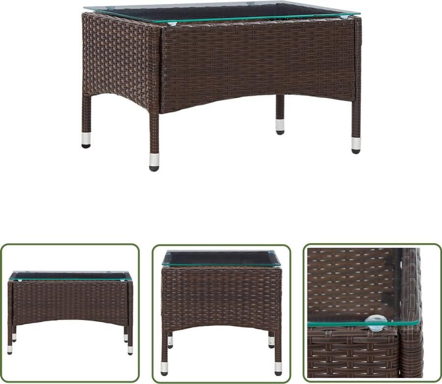 VidaXL Salontafel 60x40x36 cm poly rattan bruin Salontafel Ratan Tafel Buitentafel Terras Tafel Koffietafel