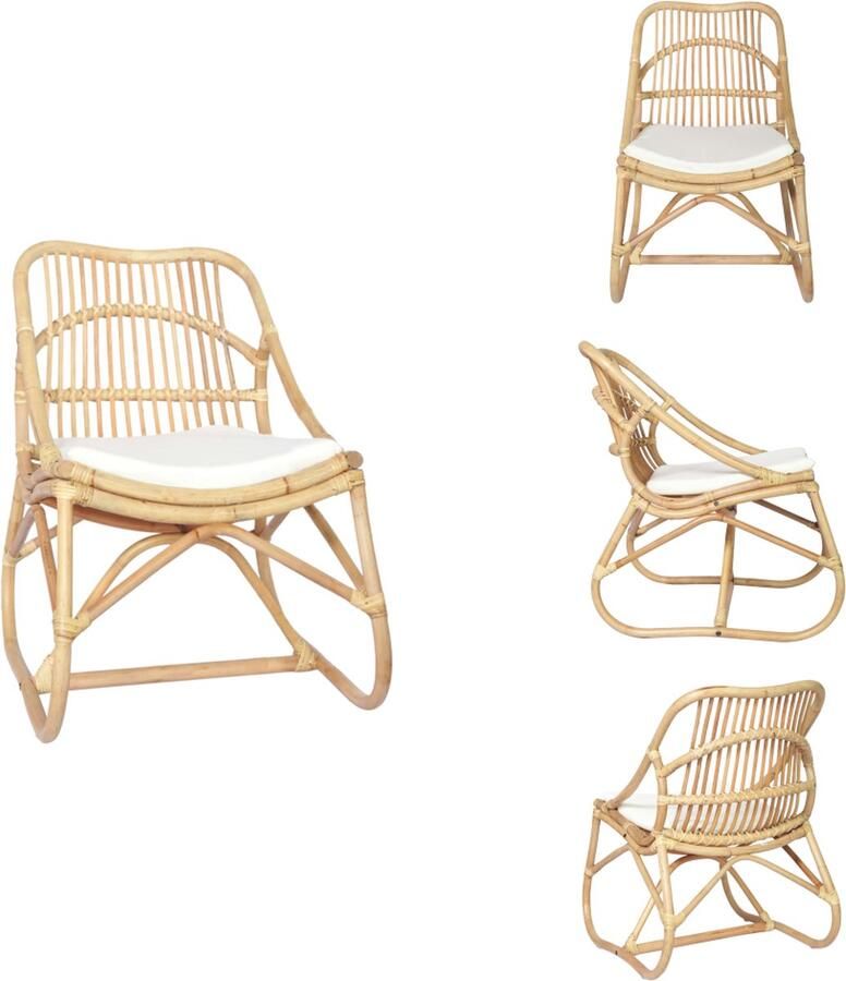 VidaXL Rattan Stoel Rattan Stoelen Slaapkamerstoel Slaapkamerstoelen Stoel rattan en linnen