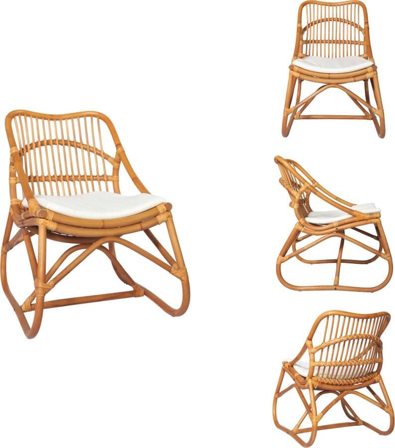 VidaXL Rattan Stoel Rattan Stoelen Slaapkamerstoel Slaapkamerstoelen Stoel rattan en linnen lichtbruin