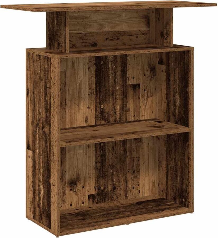 VidaXL Receptiebalie 100x40x104 cm Oud Houtkleurig Receptiebalie Houten Bureau Baliekast Kantoormeubel Ontvangsthal Meubilair