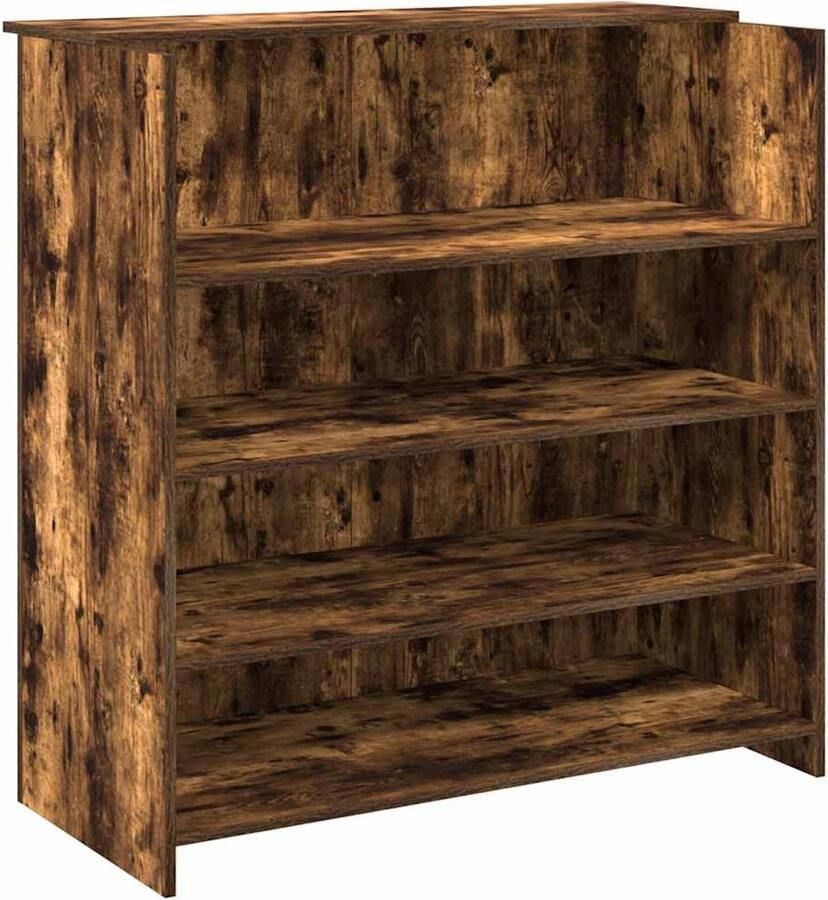 VidaXL Receptiebalie Gerookt Eiken 100x50x103 5 cm Receptiebalie Houten Bureau Baliekast Kantoormeubel Ontvangsthal Meubilair