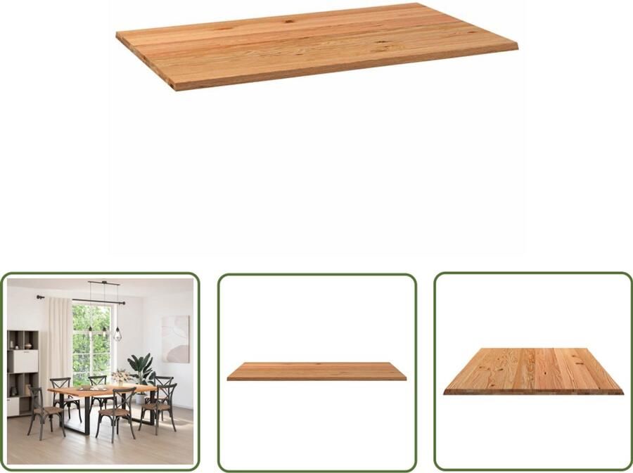 The Living Store Tafelblad rechthoekig 200x120x4 2 cm eikenhout lichtbruin Eikenhouten Tafelblad Rechte Tafel Eettafelblad Salontafelblad Grote Tafelblad