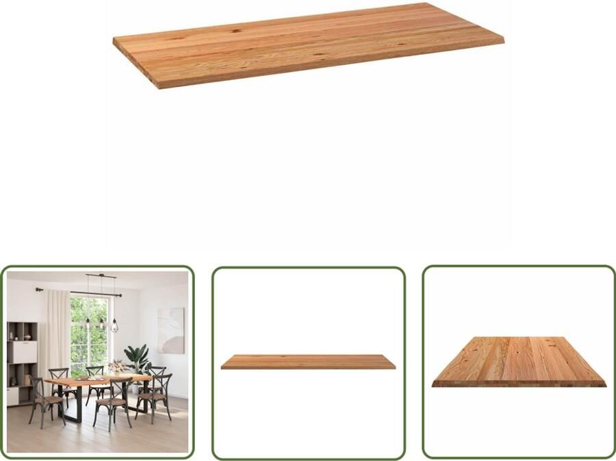 The Living Store Tafelblad rechthoekig 220x100x4 2 cm eikenhout lichtbruin Eikenhouten Tafelblad Rechte Tafel Eetkamertafel Salontafel Tafelblad Kopen