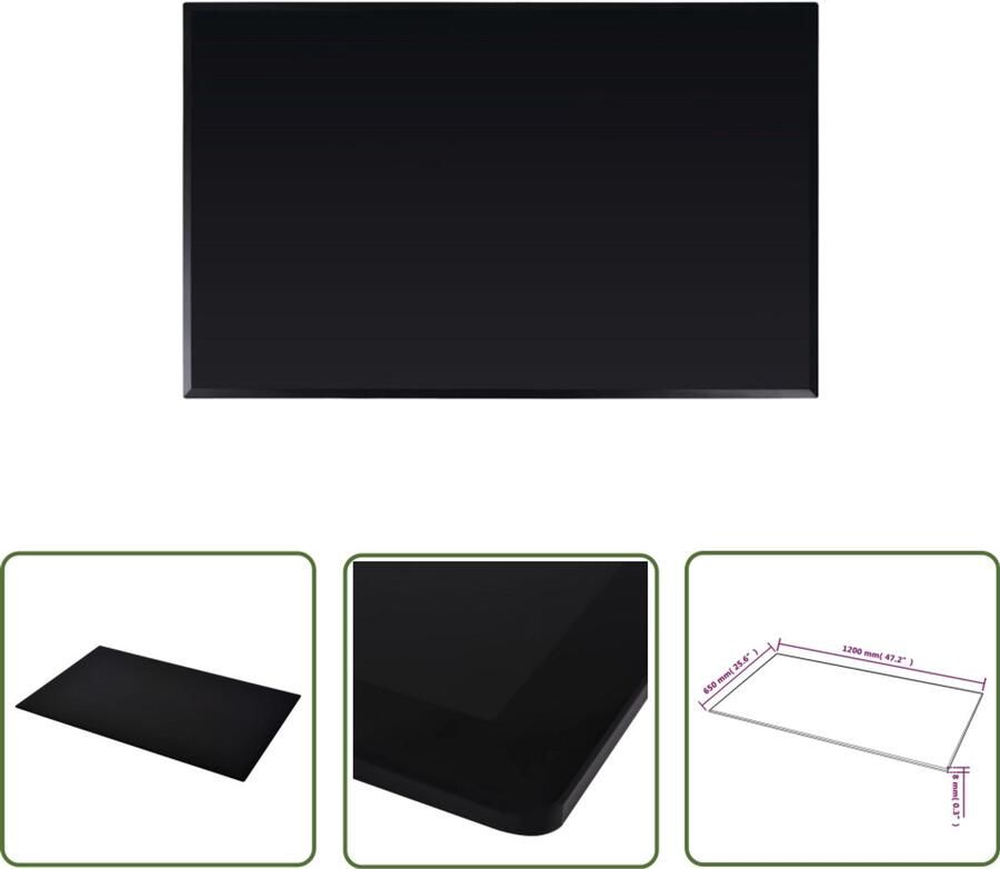VidaXL Rechthoekig Tafelblad Gehard Glas Zwart Tafeltje Tafelblad Eetkamerstoel Keukenaccessoires Glas Tafellamp