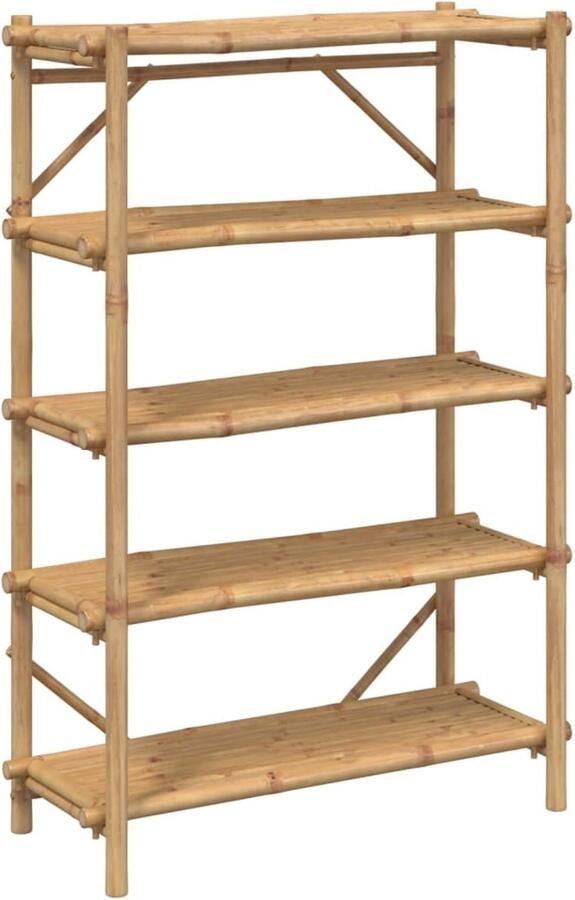 VidaXL Rek 5-laags bamboe 100x40x150 cm 150 kg Bamboereken Opbergrek Wandrek Livingroomdecoratie Woonaccessoires