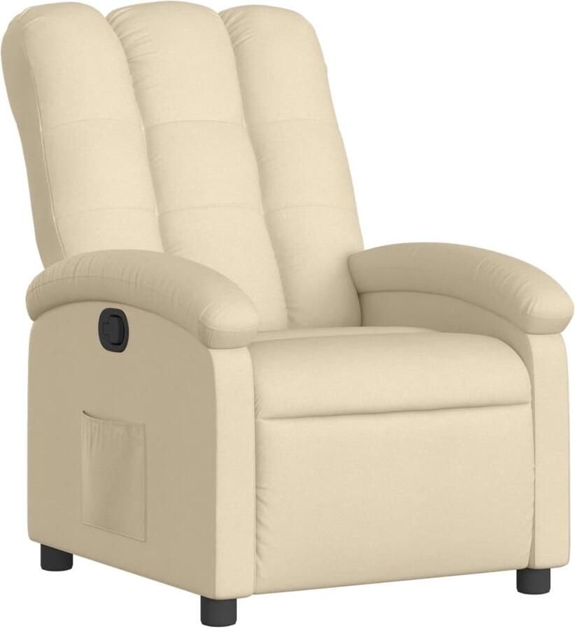 The Living Store Fauteuil verstelbaar stof crèmekleurig Verstelbare Fauteuil Fauteuils Lounge Stoel Relaxfauteuil Creme Fauteuil