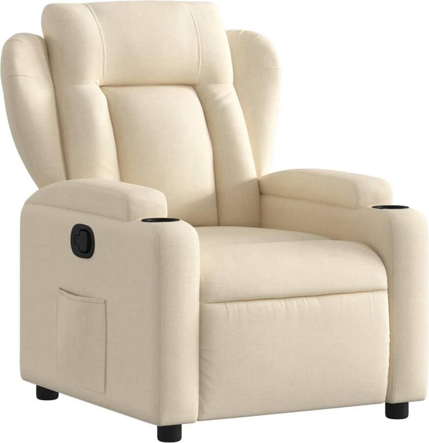 VidaXL Fauteuil verstelbaar stof crèmekleurig