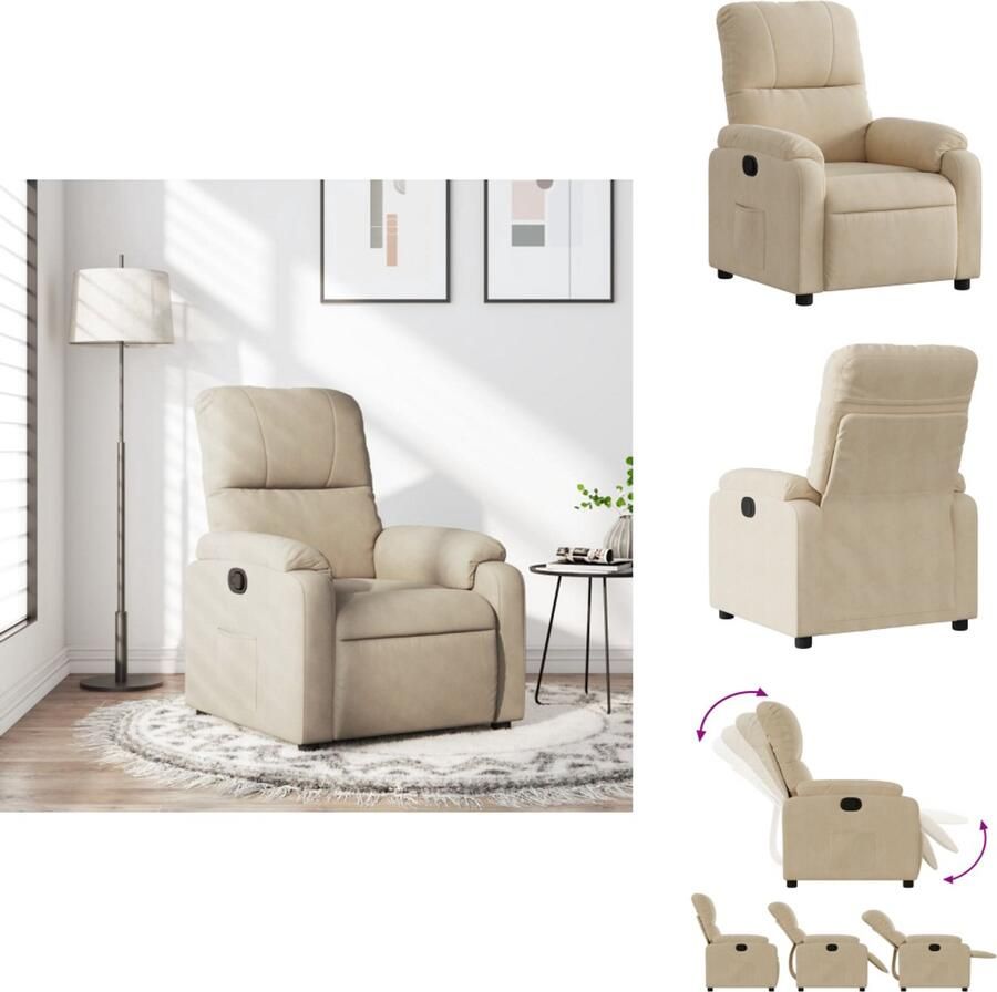 VidaXL Relaxfauteuil Draaifauteuil Leunstoel Relaxstoel Fauteuil verstelbaar microvezelstof crèmekleurig