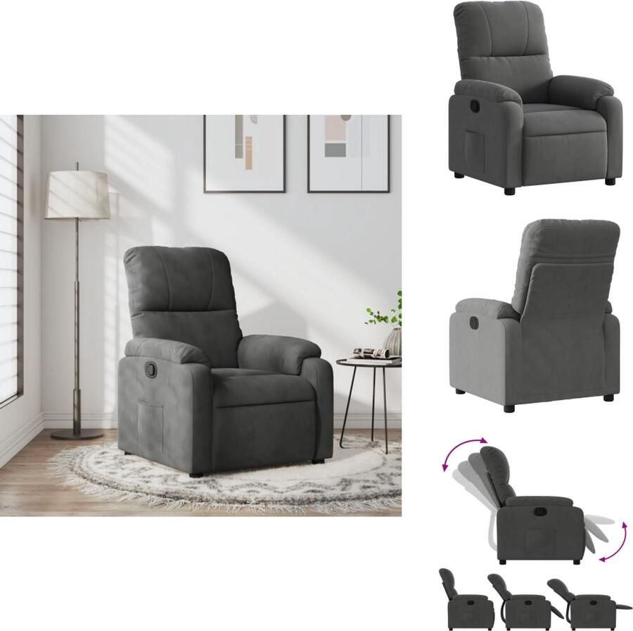 VidaXL Relaxfauteuil Draaifauteuil Leunstoel Relaxstoel Fauteuil verstelbaar microvezelstof donkergrijs