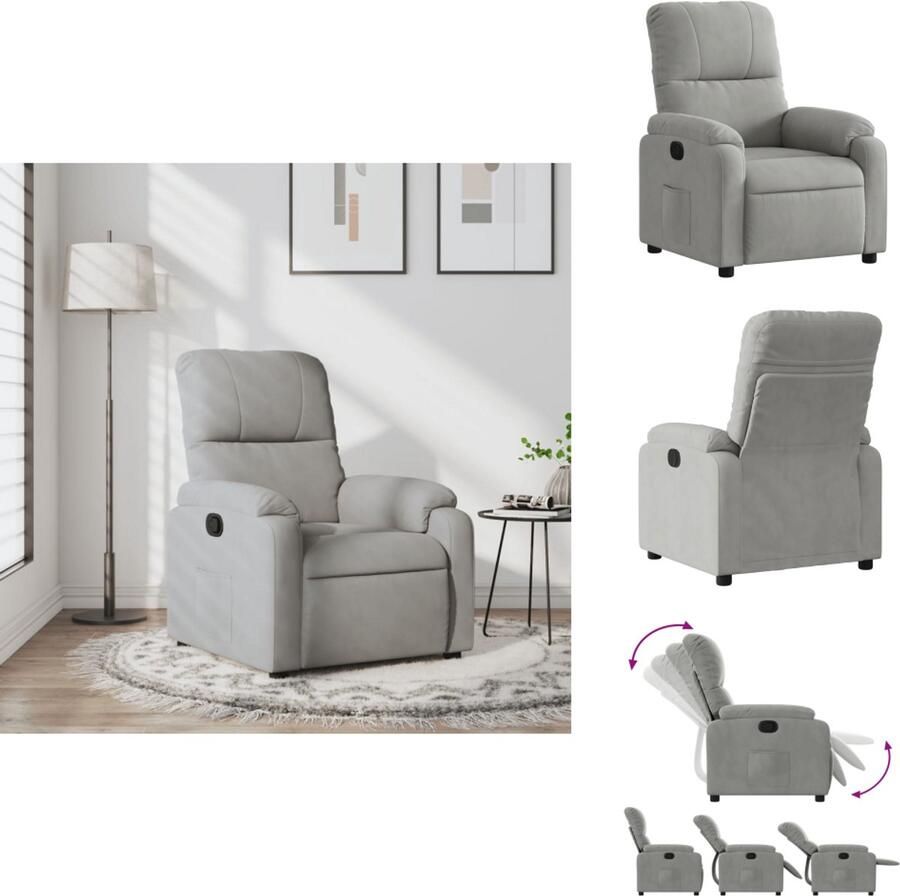 VidaXL Relaxfauteuil Draaifauteuil Leunstoel Relaxstoel Fauteuil verstelbaar microvezelstof lichtgrijs